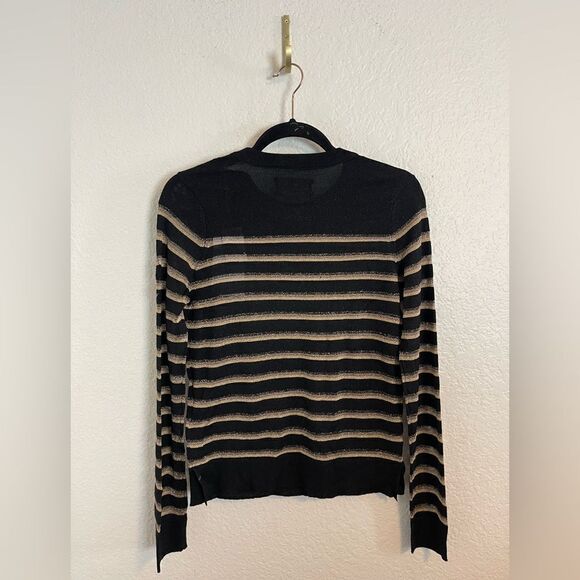 Zadig & Voltaire Sweater Miss Stripes black and gold metallic Sweater. NWT XS - Picture 7 of 11